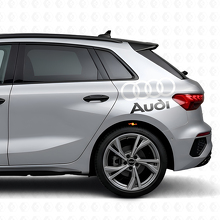 Audi Schriftzug und Ringe Seitenaufkleber Set für Audi Fahrzeuge_6
