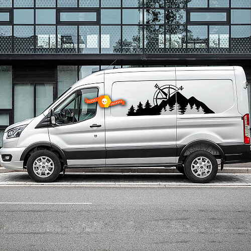 2023 FORD TRANSIT-TRAIL Kompass Berg Wald Bäume Vinyl Aufkleber Aufkleber jeder Größe für Nissan, Toyota, Chevy, GMC, Dodge, Ford
