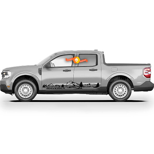 Paar FORD MAVERICK 2022 FX4 Graphics Decals Rocker Panel Mountain Forest Trees Maverick Aufkleber
