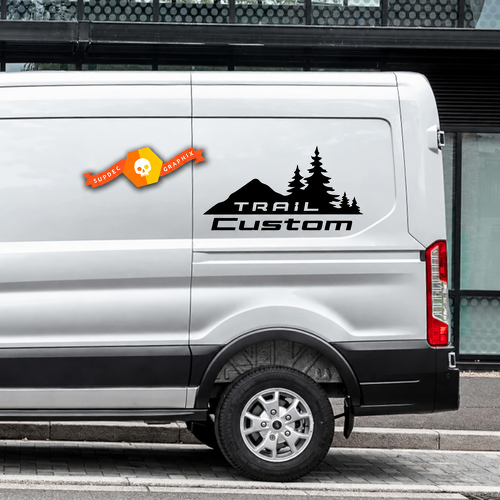 Trail Style Custom Mountain Forest Graphic — Vinylaufkleber (Seite) für Ford Transit