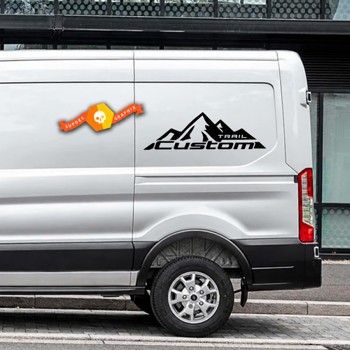 Trail Style Custom Mountain Outline — Vinylaufkleber (Seite) für Ford Transit