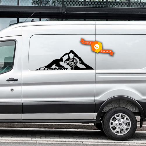 Custom Mountain Compass — Vinylaufkleber (Seite) für Ford Transit