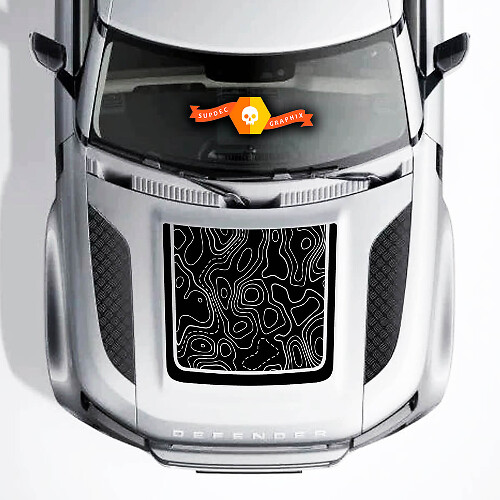Topografische Karte Motorhauben-Abdeckung Vinyl-Aufkleber für Land Rover Defender 110