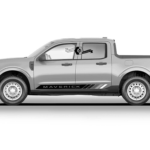 Paar Ford Maverick 2022 FX4 Grafikaufkleber Rocker Mountains Panel Logo Maverick Aufkleber Monochrom
