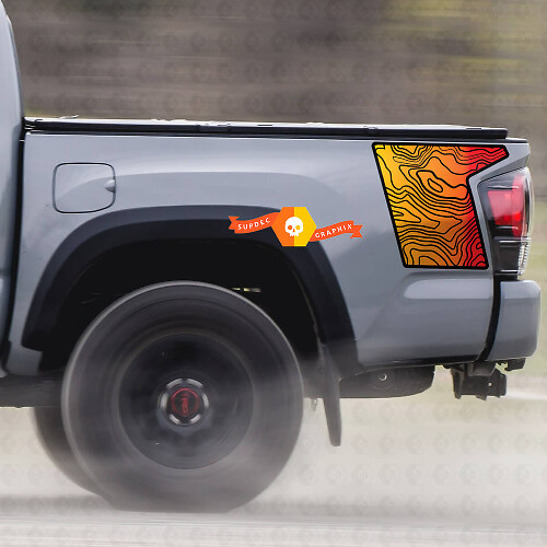 Paar Toyota TRD Seitenbett Contour Map Grafik Aufkleber Aufkleber Modell
