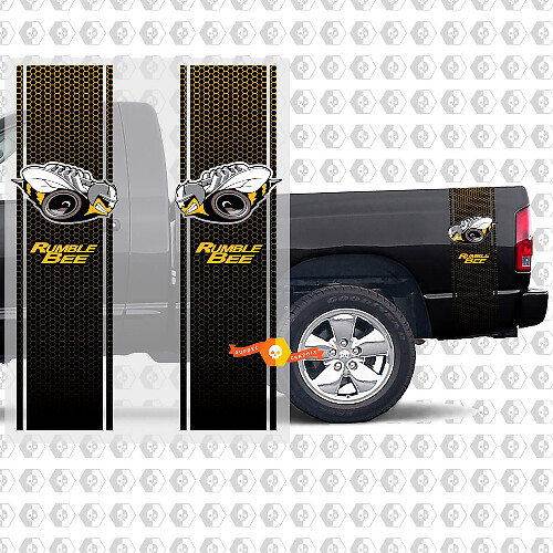 Rumble Bee Stil Honigwaben Seitenstreifen Vinylaufkleber für Dodge Ram 1500