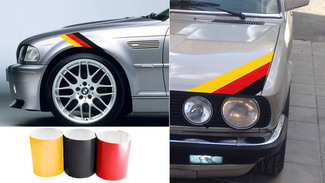 Dreifarbiger Streifen-Motorhaubenaufkleber mit deutscher Flagge für BMW Motorsport M3 M5 M
