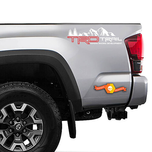 Paar TRD Trail Mountain Trees Toyota Off Road BedSide Vinyl Aufkleber Aufkleber passend für Tacoma oder Tundra Aufkleber 2 Farben

