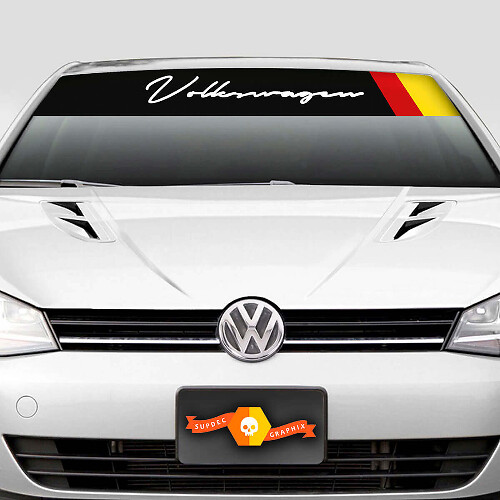Volkswagen Schriftzug Windschutzscheiben-Sonnenblende Aufkleber mit Deutscher Flagge für VW Golf
