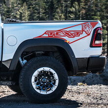 TEXT Wildcat Open Outline Bed Sweep Pair Ladeflächenseite Vinylaufkleber für Dodge Ram 1500_2
