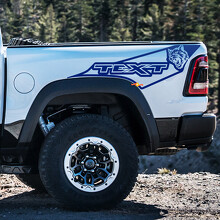TEXT Wildcat Open Outline Bed Sweep Pair Ladeflächenseite Vinylaufkleber für Dodge Ram 1500_3