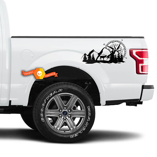 Kompass Berge Seiten-Vinylaufkleberset für jeden Truck