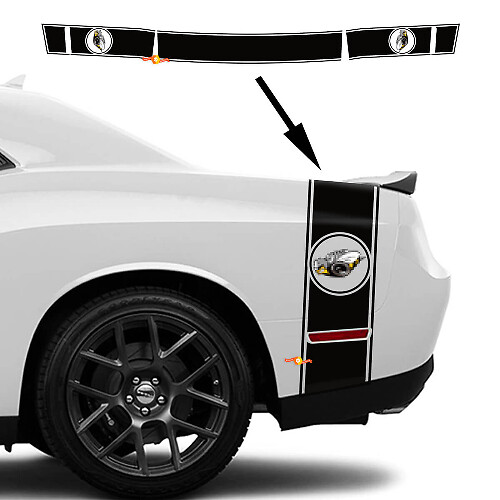 Rumble Bee Style Streifen Seitenkoffer Vinylaufkleber für Dodge Challenger 2022-2023_1