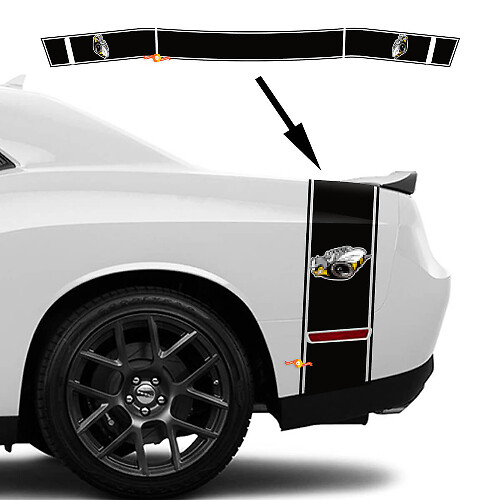 Rumble Bee Umriss-Streifen Seitenkastenvinyl-Aufkleber für Dodge Challenger 2022+