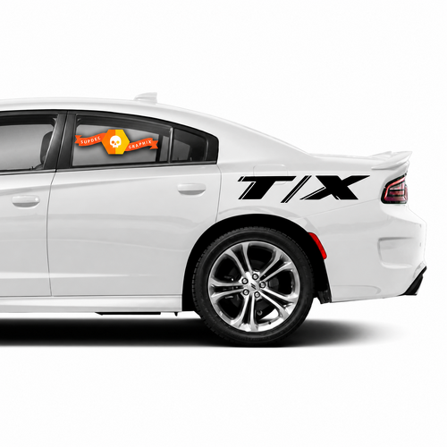 T/X Solid Quarter Lettering Pair Hinterer Kotflügel Vinylaufkleber für Dodge Charger