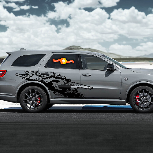Destroyed Splash Stripe Pair Seite Hinterer Kotflügel Vinylaufkleber für Dodge Durango SRT