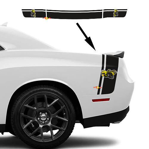 Drag Bee Style Doppelstreifen Seitenkasten Kofferraum Vinyl Aufkleber Set für Dodge Challenger Charger