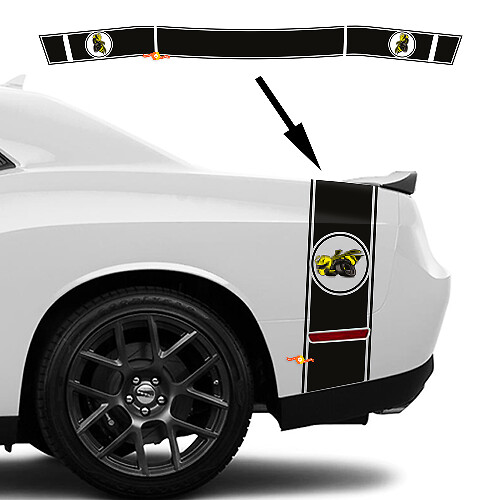 Drag Bee Heckseiten- und Kofferraum-Streifen-Aufkleber-Set für Dodge Challenger Charger