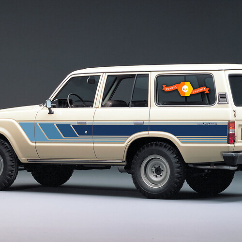 Paar Land Cruiser 60 SERIES TRD Seitentüren Retro Stripe Vinyl Aufkleber Aufkleber für Toyota 4Land Cruiser TRD – Blau

