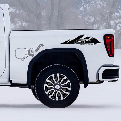AT4 Off-Road Bergstil Seitenwand Vinyl-Aufkleber-Set für GMC Sierra 1500