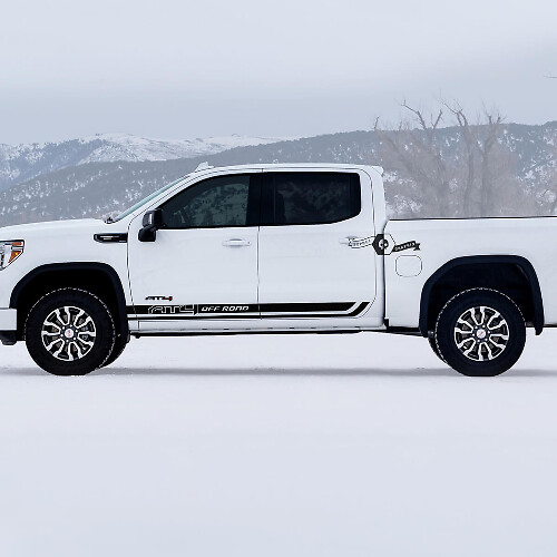 Paar GMC GM Sierra 1500 AT4 Türen Schwellerschutzstreifen Off-Road Seitenbett Zerstört Zerstört Aufkleber Sticker 2