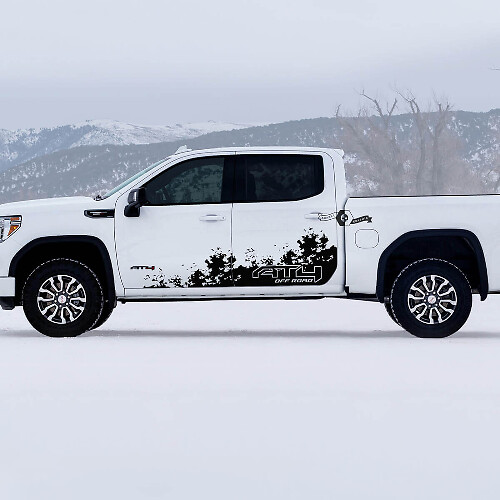 AT4 Off-Road Schlamm-Spritz Seiten-Tür Vinylaufkleber Set für GMC Sierra 1500