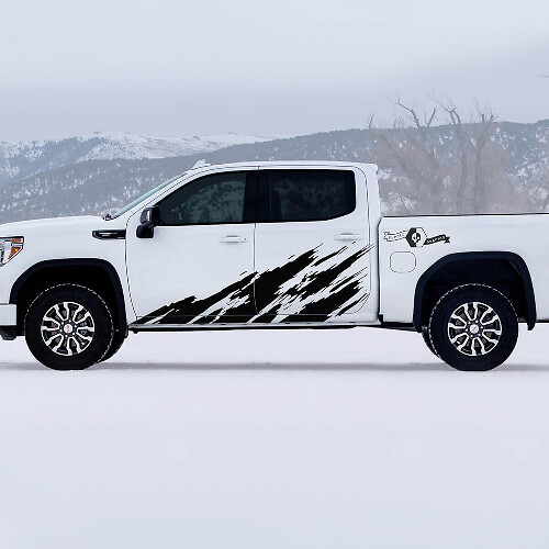 AT4 Schlamm-Spritzschutz Türseiten Vinyl-Aufkleber-Set für GMC Sierra 1500