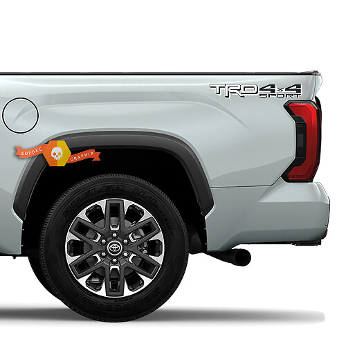 Paar Toyota Tundra 2023 TRD Truck 4x4 Sport Toyota Racing Aufkleber Vinyl Sticker Weiß und Grau
