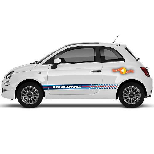 Paar Fiat 500 Abarth Sport Martini Racing Türen Seitenaufkleber Streifen Räder
