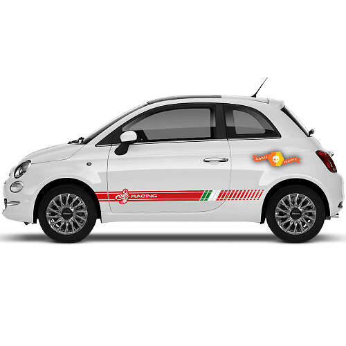 Paar Fiat 500 Abarth Sport Racing Türen Seitenaufkleber Streifen
