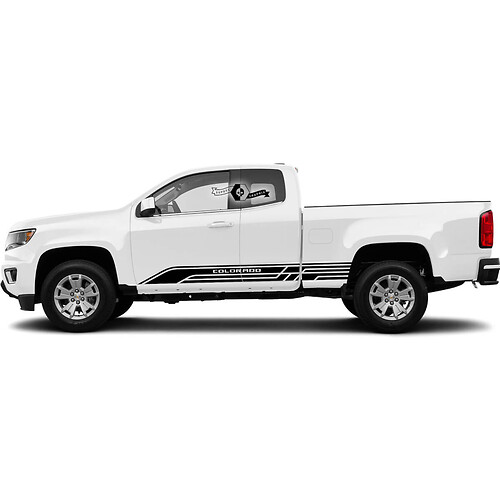 2x Modern Doors Side Bed Stripe Lines Vinyl Sticker Decal Graphic 2022+ 2023+ Chevy Colorado Extended
