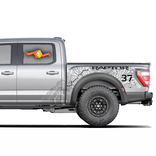 Paar truck Musclecar power truck 2023 Svt Topografische Karten-Splash-Decal-Grafiken Aufkleber
