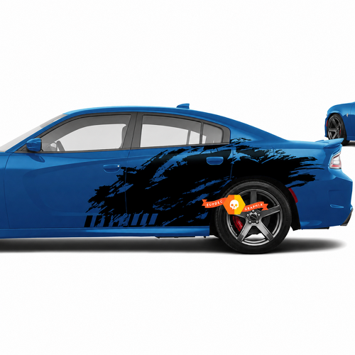 Grunge Slash and Strobe Pair Seite Hinterer Kotflügel Vinylaufkleber für Dodge Challenger SRT, Hellcat