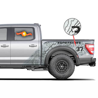 2x F-150 Ford Raptor 2022+ Svt Topografische Karte Splash Aufkleber Grafik Aufkleber Aufkleber Dotty
