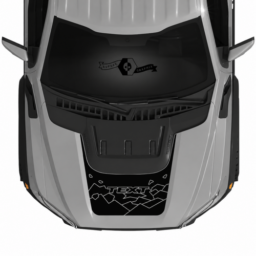 Individuelles Text Scoop Geometrische Berge Motorhaubenstreifen Grafik-Kit Vinyl-Aufkleber Sticker für Musclecar Truck Power Truck SVT 2022-2023