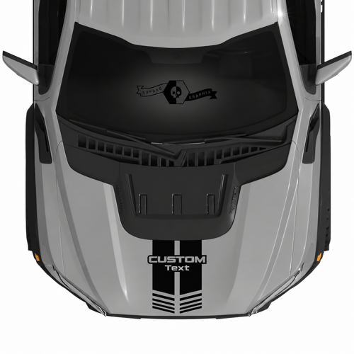 CUSTOM Text Dual Haubenstreifen Set Hauben Vinyl-Aufkleber für Ford F-150 2022-2023