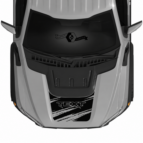 Custom Text Scoop Zerstörte Motorhaubenstreifen Grafik-Kit Vinyl-Aufkleber für Musclecar Truck Power Truck SVT 2022-2023