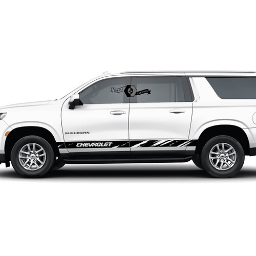 Paar Chevrolet Suburban Side Rocker Panel Destroyed Stripes Vinyl Aufkleber Aufkleber
