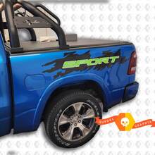 Paar Dodge Ram Rebellenstil Sportbett -Aufkleber -Aufkleber -Grafik Vinyl -Bett 2017 - 2023 2
