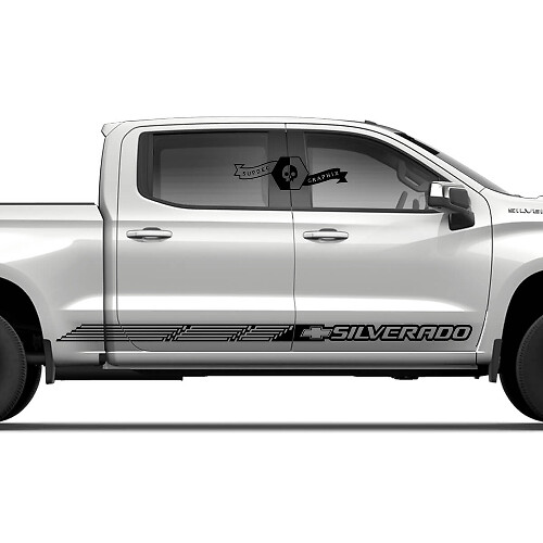 Paar Chevrolet Silverado Seitenschwellerstreifen Logo Linie Slim Vinyl Aufkleber Sticker
