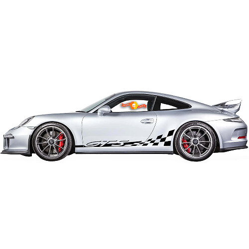 GTS Schachbrett Einstiegsleisten Streifen Vinyl Aufkleber Set für Porsche 911