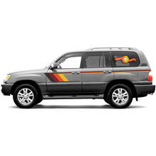 2 Seiten Old School Lexus LX470 Toyota Land Cruiser LandCruiser 100 Grafiken Türen Stripe Vinyl Aufkleber Aufkleber Kit
 2