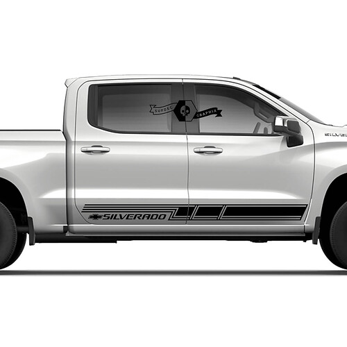 Paar Chevrolet Silverado Side Rocker Panel Logo New Doors Stripe Line Vinyl Aufkleber Aufkleber
