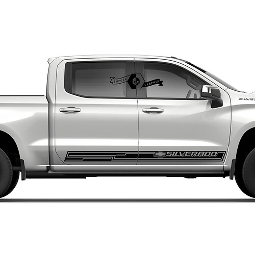 Paar Chevrolet Silverado Side Rocker Panel Logo Doors Stripe Vinyl Aufkleber Aufkleber
