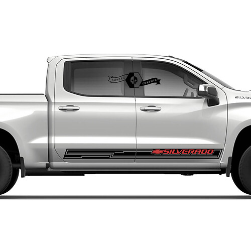 Paar Chevrolet Silverado Side Rocker Panel 2 Farben Logo -Türstreifen Vinyl -Aufkleber Aufkleber