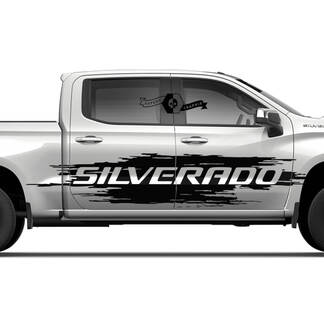 Paar Chevrolet Silverado 2022+ 2023 Seitentüren Splash Wrap Destroyed Logo Streifen Vinyl Aufkleber Aufkleber
