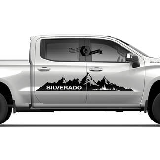 Paar Chevrolet Silverado 2022+ 2023 Seitentüren Splash Wrap Mountains Logo Streifen Vinyl Aufkleber Aufkleber
