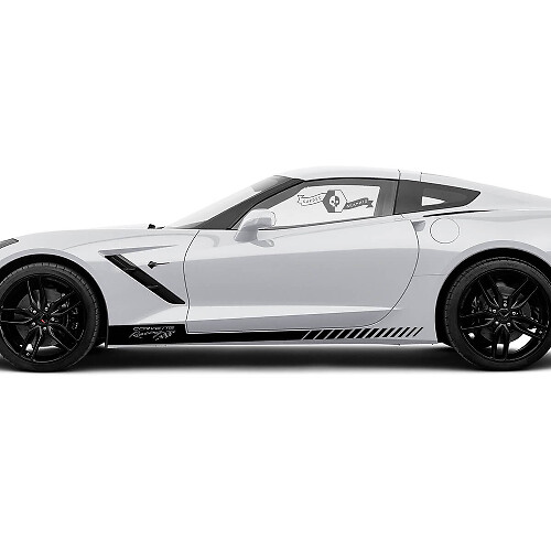 2x Chevrolet Corvette Seitentüren Logo Rocker Panel Racing Flag Stripe Vinyl Aufkleber Sticker
