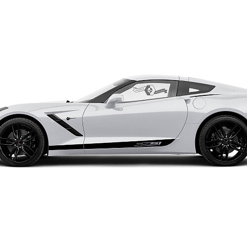 2x Chevrolet Corvette Seitentüren Logo Z51 Solid Stripe Vinyl Aufkleber Sticker
