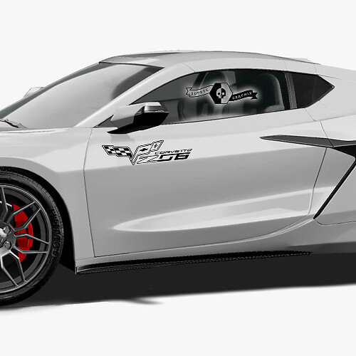 2x Chevrolet Corvette Seitentüren Z06 Logo Flag Vinyl Aufkleber Sticker
